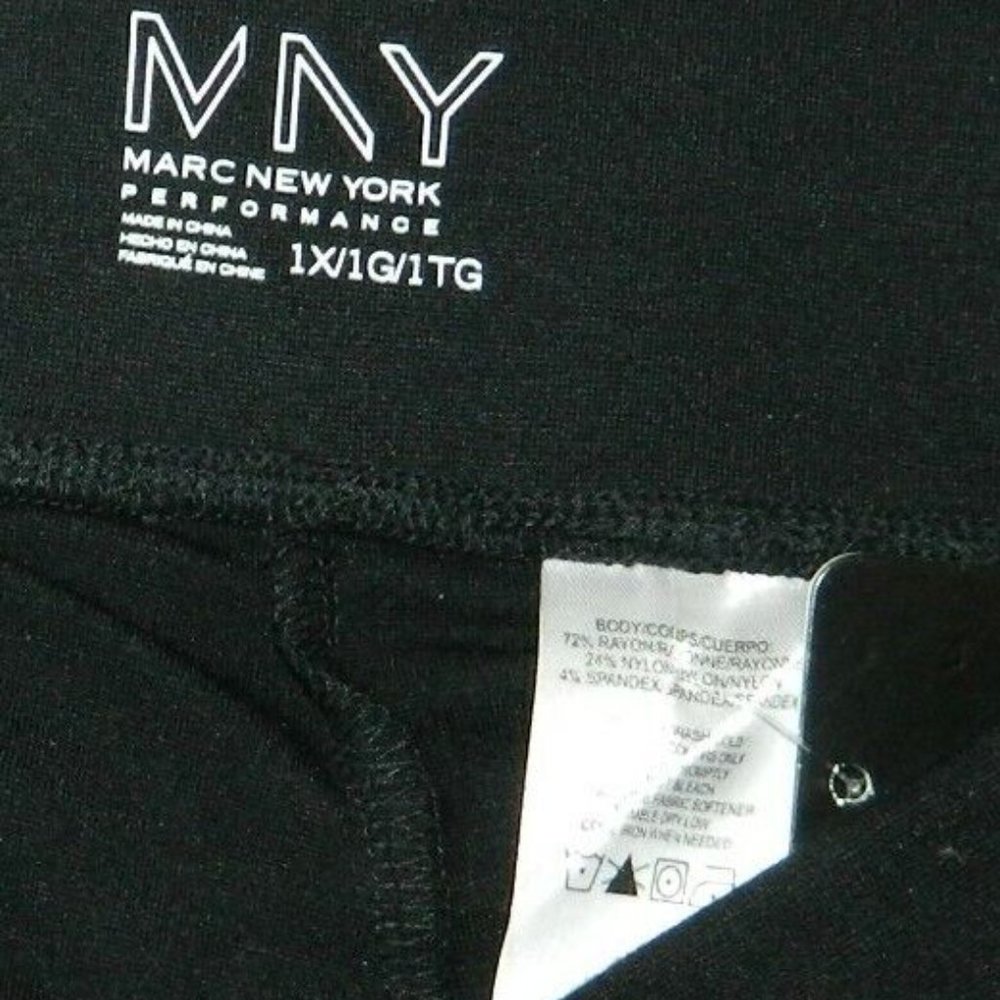 Andrew Marc New York $60 Black Fitness Long Tights Black Sz 1X NWT! - Picture 3 of 4